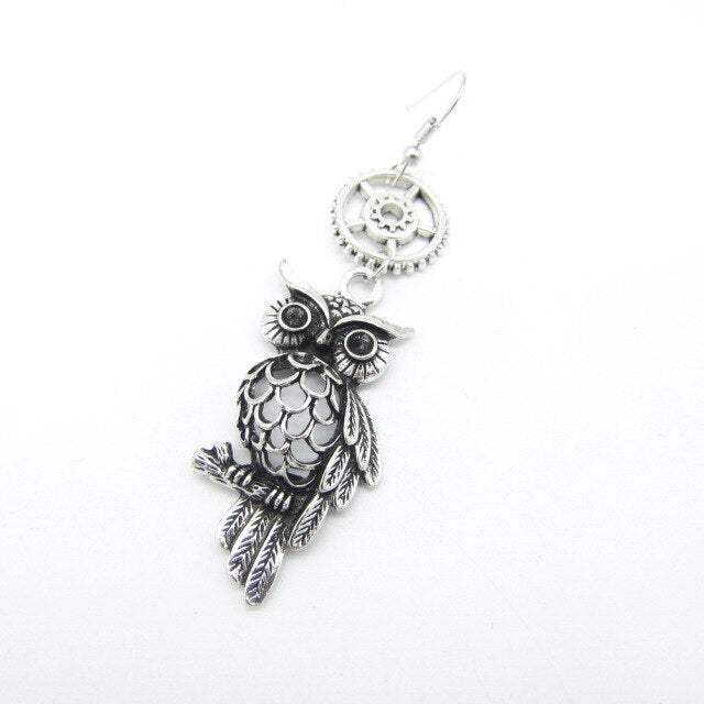 Steampunk owl earrings