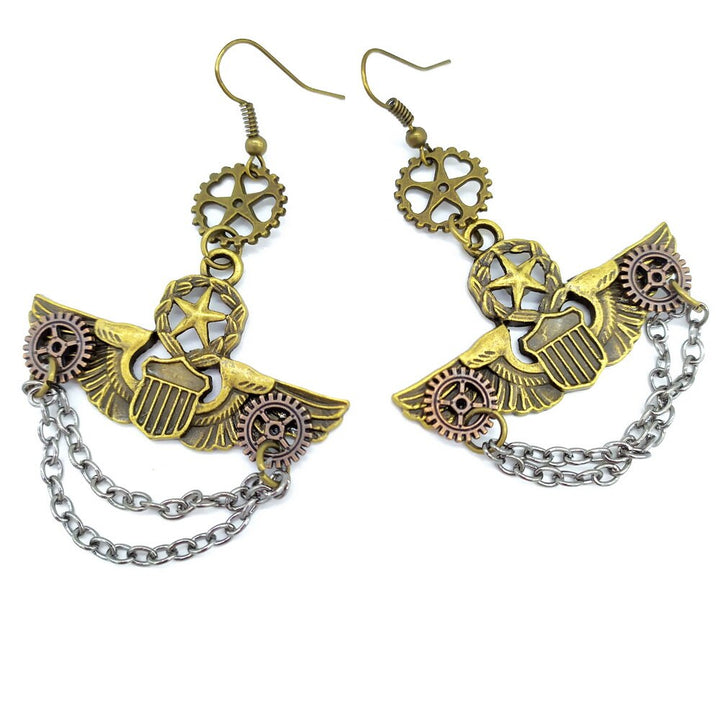 Steampunk honor badge earrings