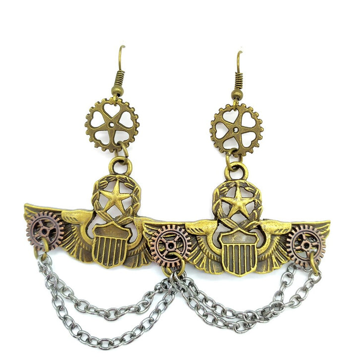 Steampunk honor badge earrings