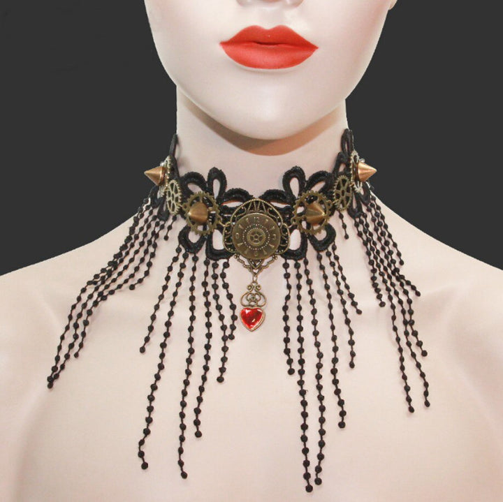 Steampunk flowers and drops choker