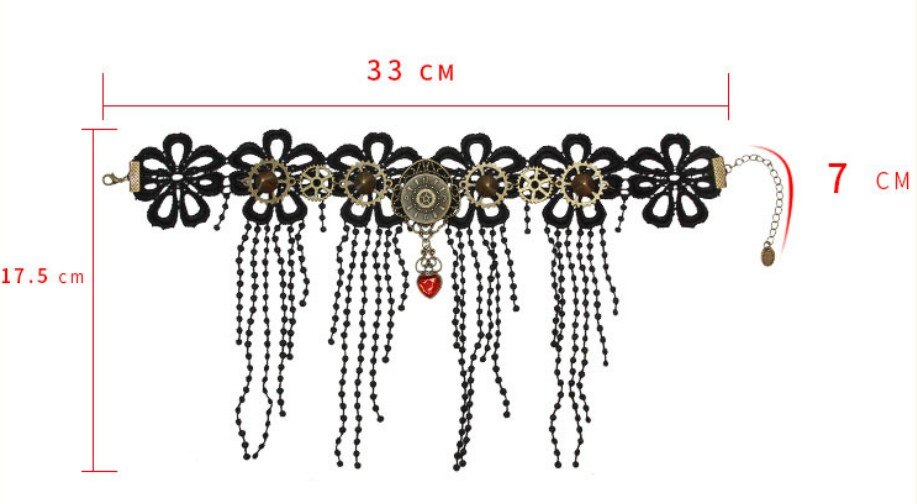 Steampunk flowers and drops choker