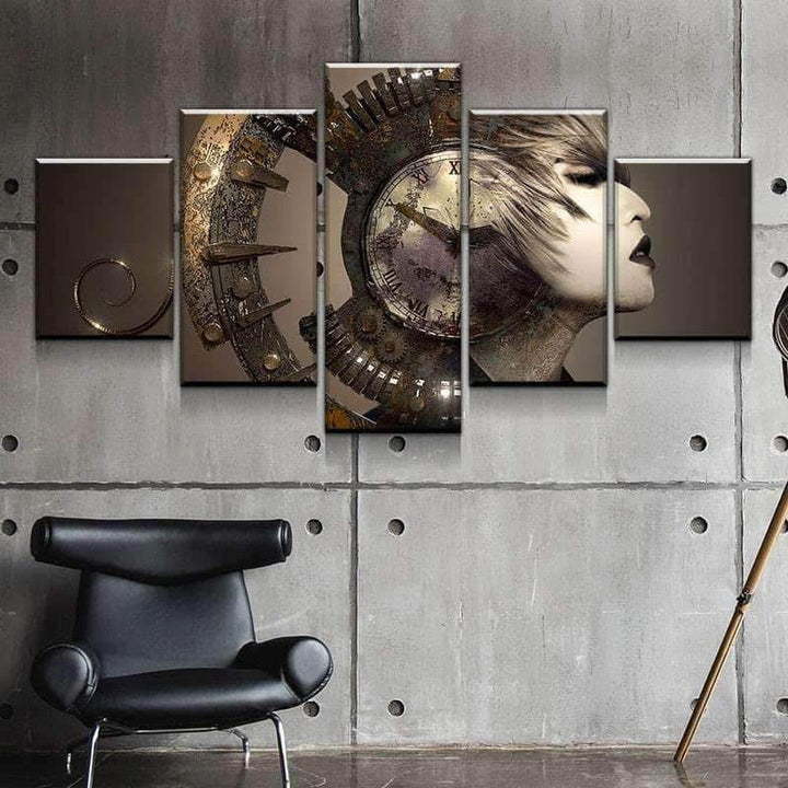 Steampunk surreal woman wall art