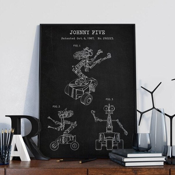 Steampunk robot sketch wall art