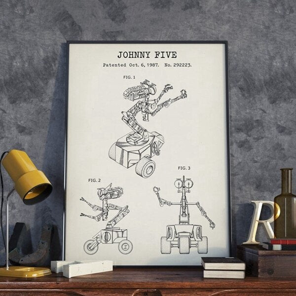 Steampunk robot sketch wall art