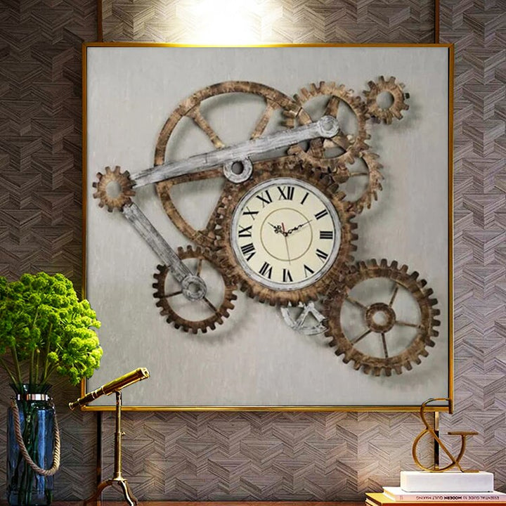 Steampunk gear clock wall art