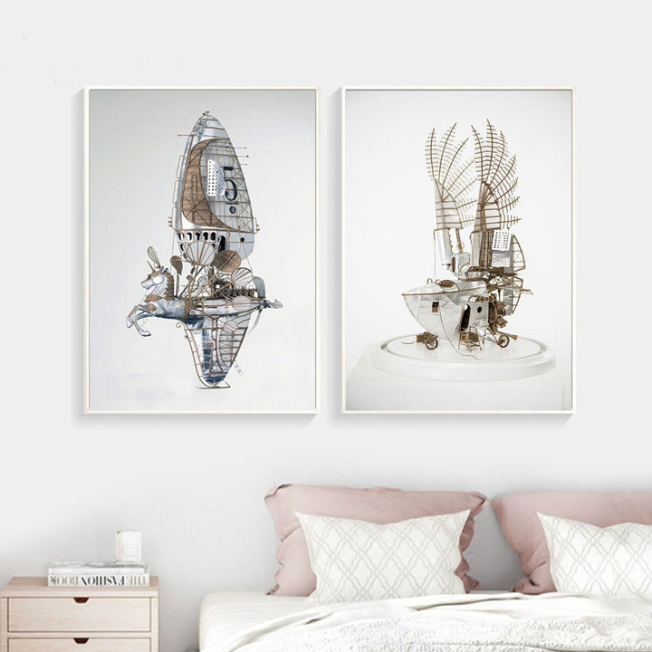 Imaginary Steampunk sailboat wall art