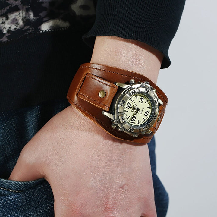 Steampunk leather band watch