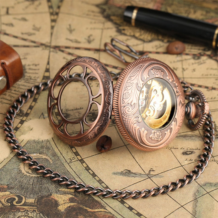 Steampunk rose pocket watch