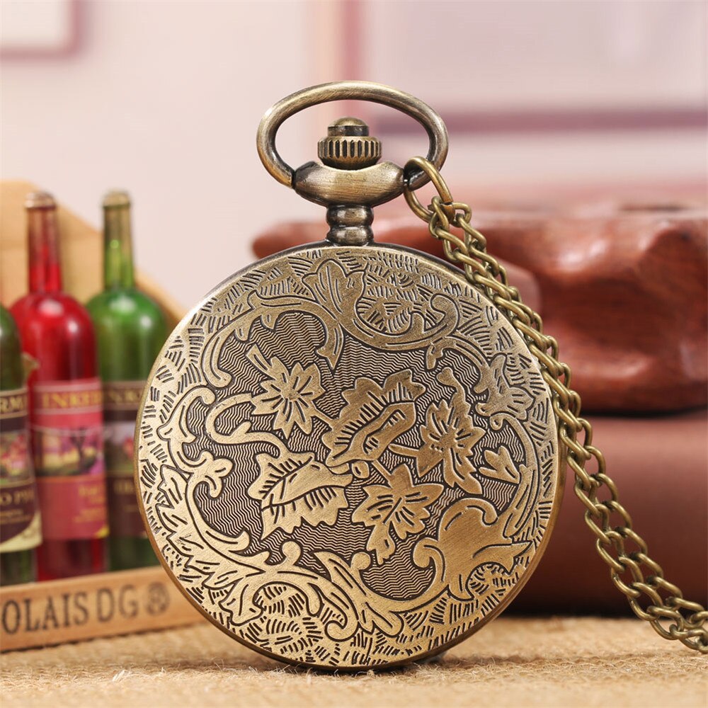 Steampunk hollow flower pocket watch