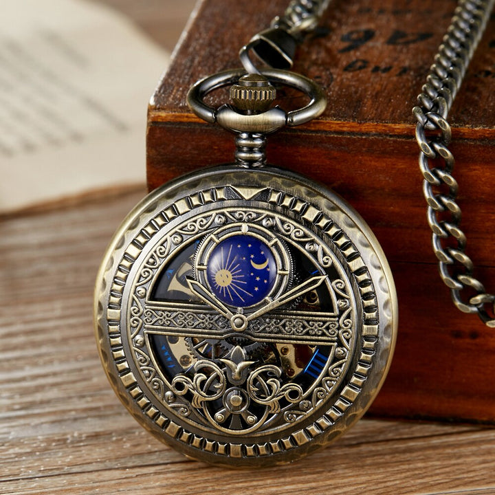 Sun and moon Steampunk pocket watch