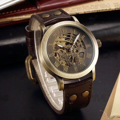 steampunk watch with skeleton dial