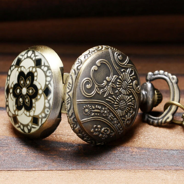 Flower pattern Steampunk pocket watch