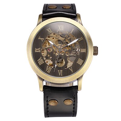 Steampunk watch with skeleton dial