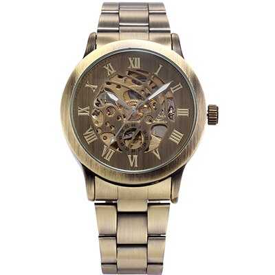 Steampunk watch with skeleton dial