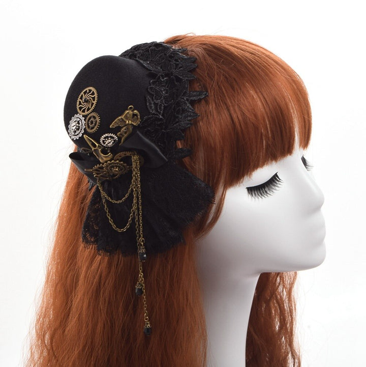 Steampunk mini top hat with lace