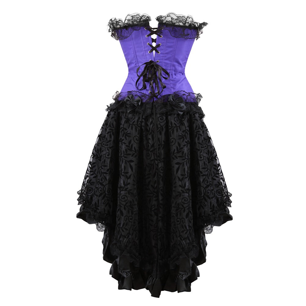 purple steampunk dress back