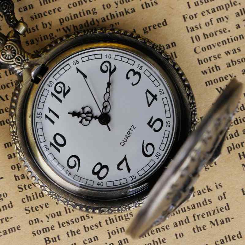 quartz pocket watch with white dial