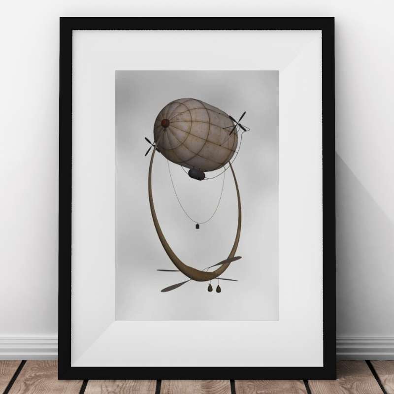 Steampunk airship wall art