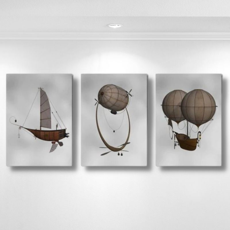 Vintage Steampunk airships wall art