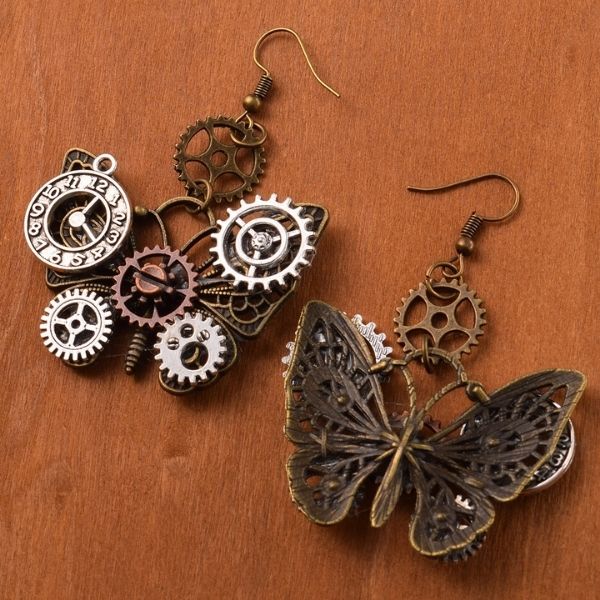 steampunk butterfly earrings