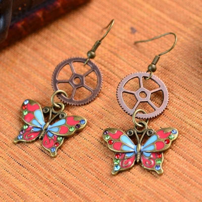steampunk butterfly earrings