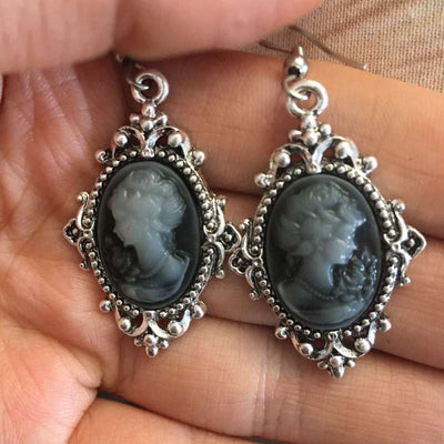 steampunk cameo earrings
