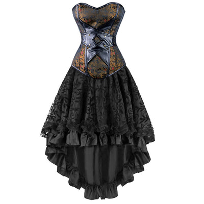 steampunk crossed leather dress