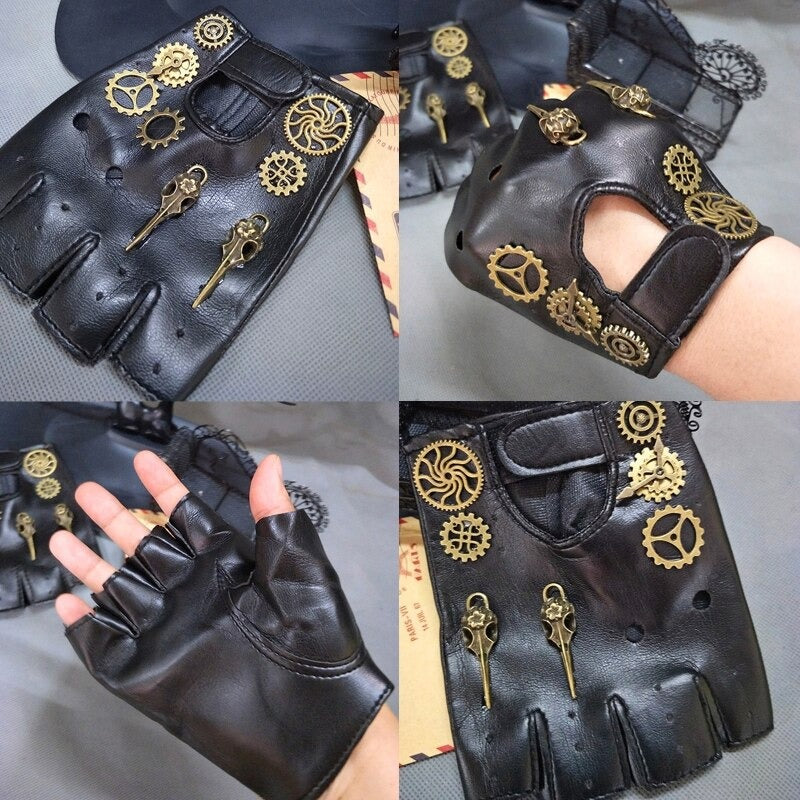 Steampunk biker gloves