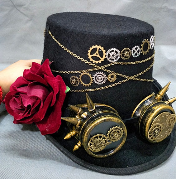 Steampunk hat with rose