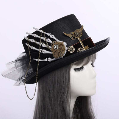 steampunk hat with skeleton hand