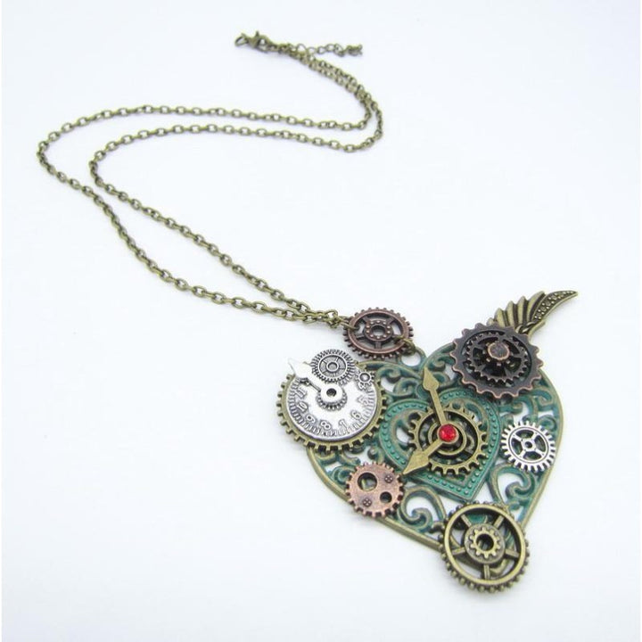 steampunk heart shaped necklace