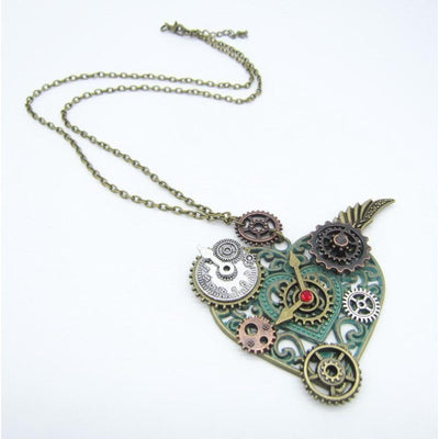 steampunk heart shaped necklace