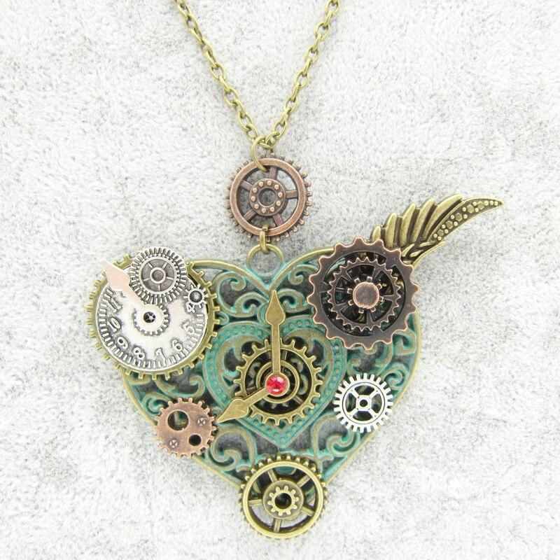 steampunk heart shaped pendant