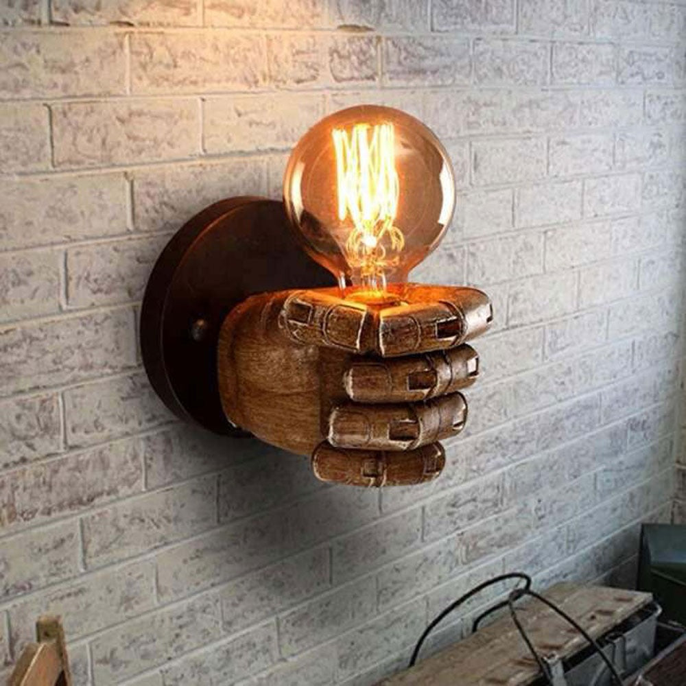 steampunk lamp with hand shape