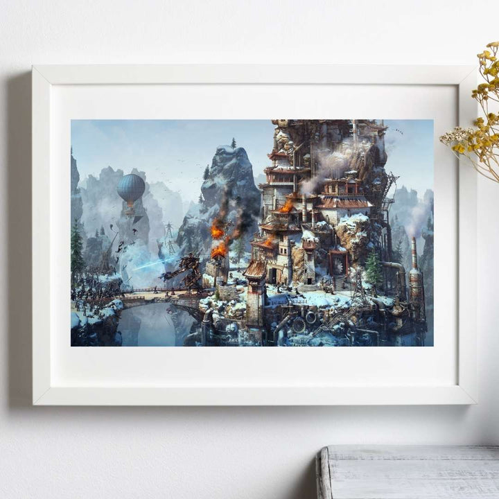 steampunk mountain world art