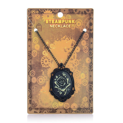 steampunk necklace rose