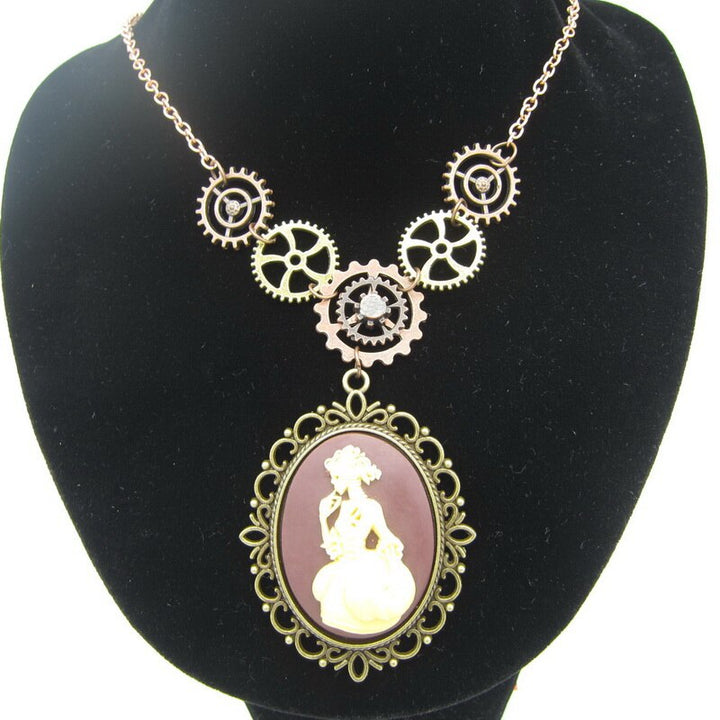 steampunk noble woman necklace display