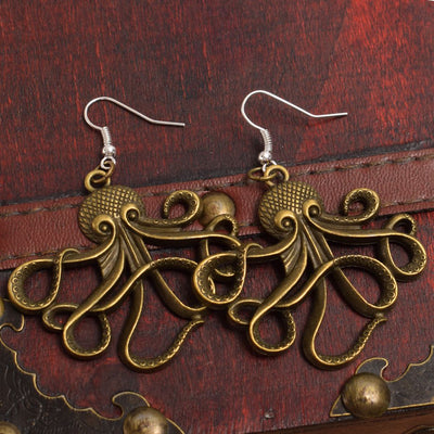 steampunk octopus earrings