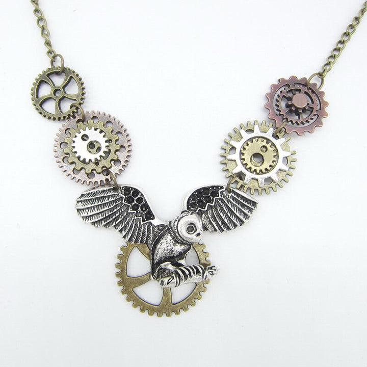 steampunk owl pendant with chain