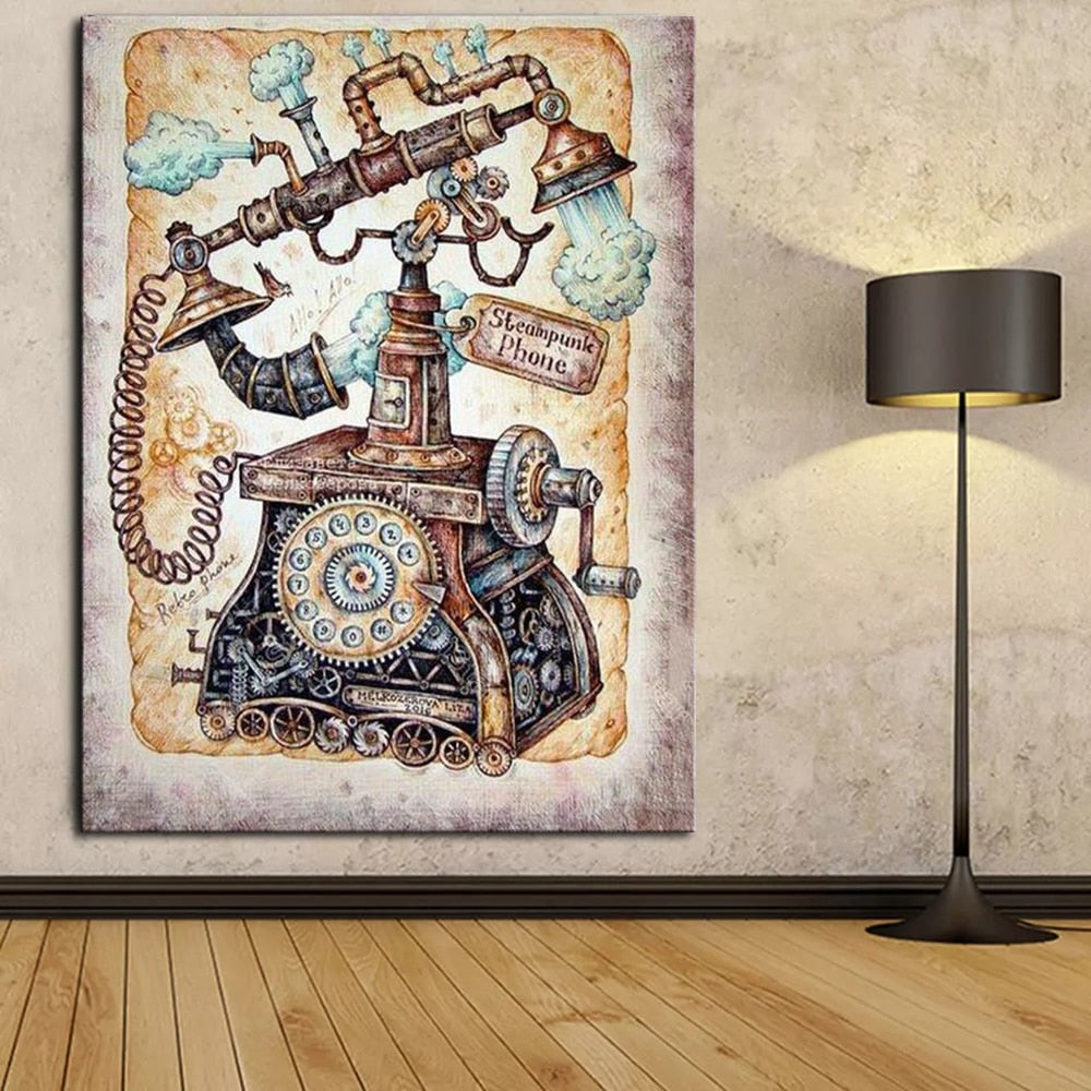 Vintage Steampunk phone wall art