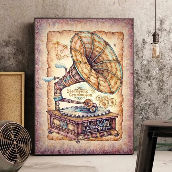 steampunk phonograph wall art