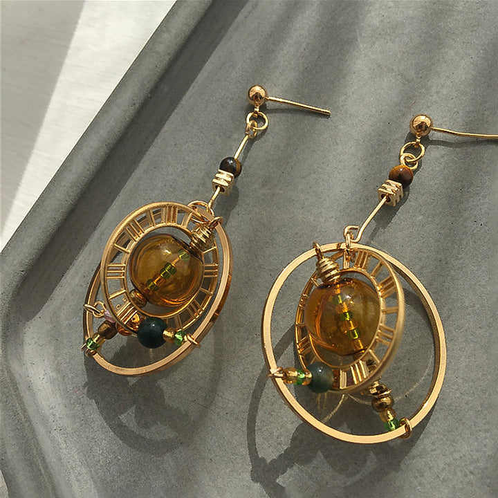 steampunk planet earrings