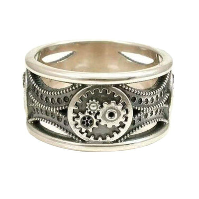 steampunk ring with gears design