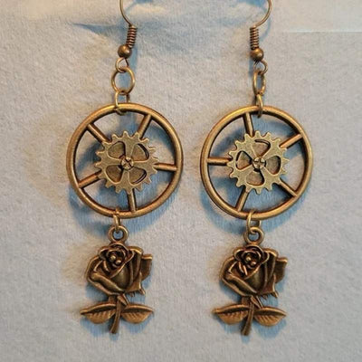 steampunk roses earrings