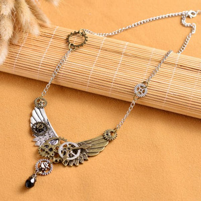 steampunk wing necklace