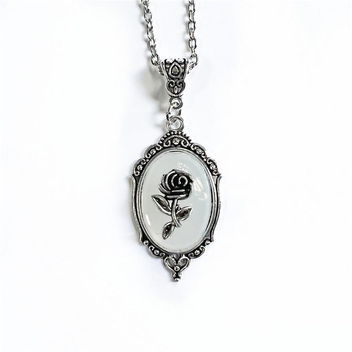 Steampunk rose cameo necklace