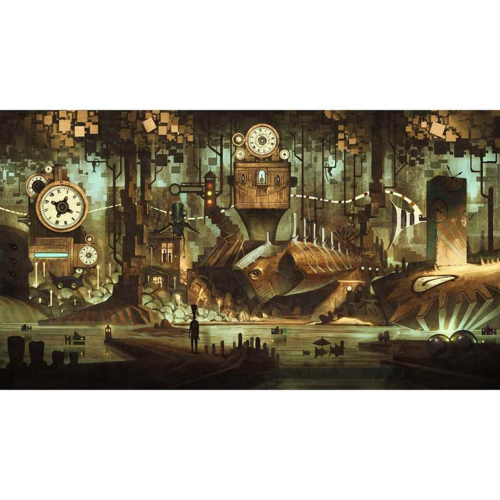 Steampunk underground city wall art