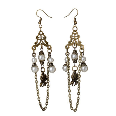 steampunk earrings with white pearls