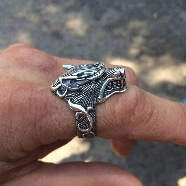 Steampunk wolf ring