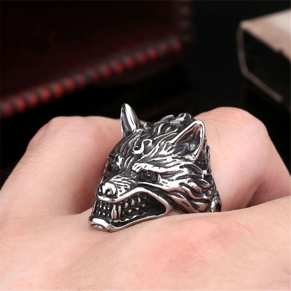 Steampunk wolf ring